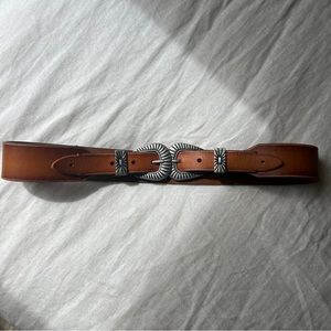 Linea Pelle Leather and Silver Waistbelt cognac